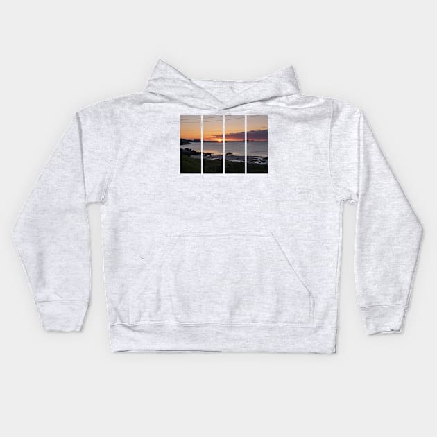 Wonderful landscapes in Norway. Nordland. Beautiful scenery of a sunset with midnight sun on the sea on the Lofoten Islands. Summer sunny day Kids Hoodie by fabbroni-art